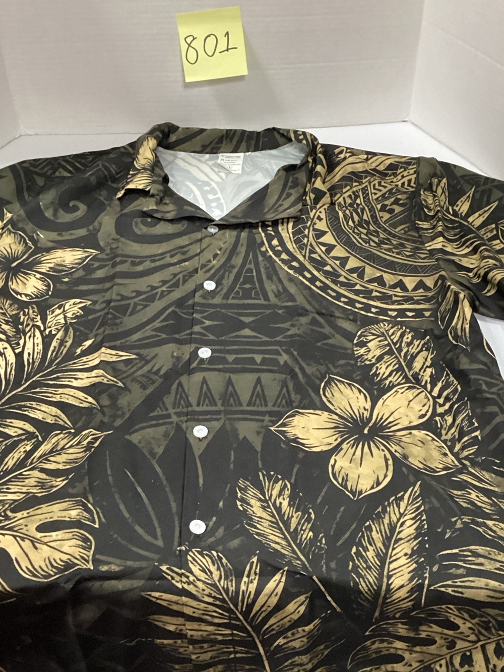 Men's Black & Gold Floral Hawaiian Shirt